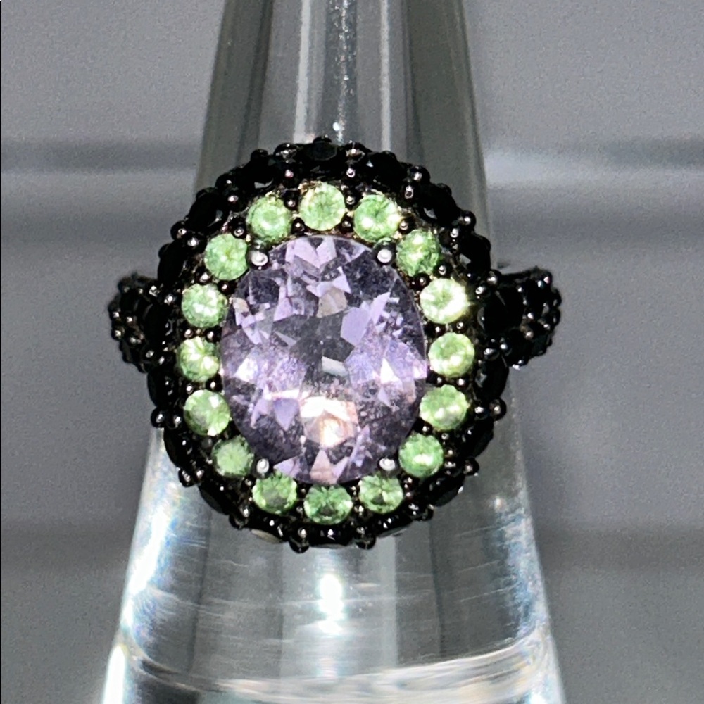 NWOT Genuine Gemstone Sterling Silver Ring By Designer Chuck Clemency Boho